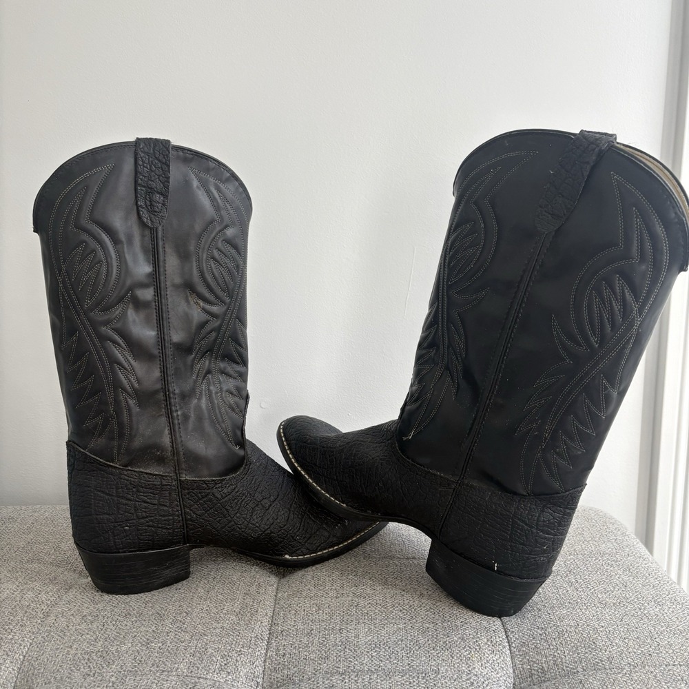 Bronco Cowgirl Boots Women's Sz 10,5 Black Faux Leather USA Western WM1950 2745 - Picture 9 of 9